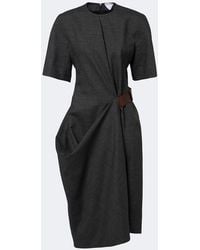Bottega Veneta - Belted Wool Midi Dress - Lyst