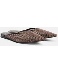 Brunello Cucinelli - Monili Leather-Trimmed Mules - Lyst