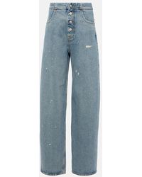MM6 by Maison Martin Margiela - Distressed High-rise Straight Jeans - Lyst