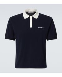 Miu Miu - Logo Cropped Cotton Pique Polo Shirt - Lyst