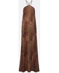 Melissa Odabash - Sage Leopard-Print Halterneck Maxi Dress - Lyst