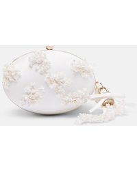 Self-Portrait - Oval Small Embellished Satin Clutch - Lyst