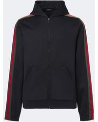 Gucci - Web Stripe Silk And Cotton Jersey Hoodie - Lyst