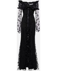 Alessandra Rich - Off-Shoulder-Robe Aus Spitze - Lyst