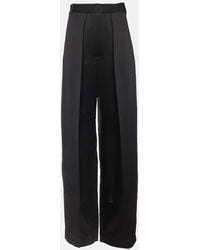 KHAITE - Marinta High-Rise Satin Wide-Leg Pants - Lyst