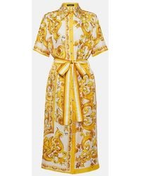 Dolce & Gabbana - Majolica Silk Twill Shirt Dress - Lyst