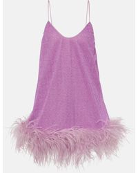 Oséree - Lumiere Plumage Feather-trimmed Minidress - Lyst