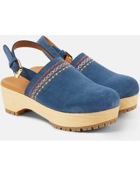 See By Chloé - Embroidered Suede Clogs - Lyst