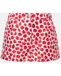 Versace - Silk Shorts With Strawberry Garden Print - Lyst