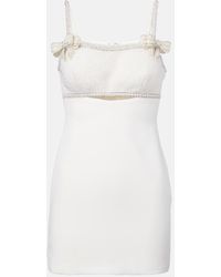 Self-Portrait - Faux Pearl-Embellished Crepe Minidress - Lyst