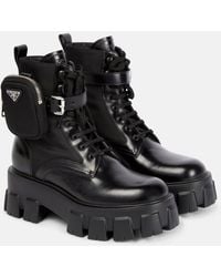 Prada - Monolith Lace-Up Boots With Pouch - Lyst