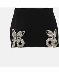 Area - Embellished Wool Miniskirt - Lyst