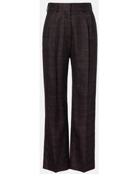Blazé Milano - Fox Checked Wool And Silk Wide-Leg Pants - Lyst