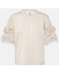 Noir Kei Ninomiya - Ruffled Tulle-Trimmed Cotton T-Shirt - Lyst