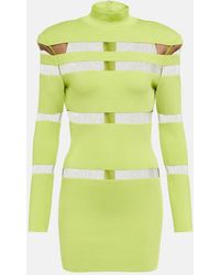Balmain - Turtleneck Mesh-Paneled Minidress - Lyst