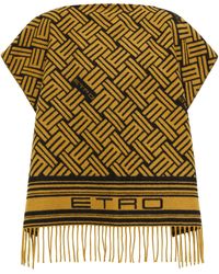 Brown Etro Patchwork-print Wool Poncho in Beige Womens Clothing Jumpers and knitwear Ponchos and poncho dresses - Save 14% 