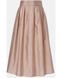 Max Mara - Effetto Pleated Taffeta Midi Skirt - Lyst