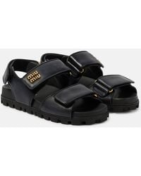 Miu Miu - Logo Leather Sandals - Lyst
