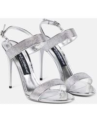 Dolce & Gabbana - Verzierte Sandalen aus Metallic-Leder - Lyst