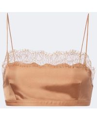 Ulla Johnson - Leiko Lace-Trimmed Silk Twill Crop Top - Lyst