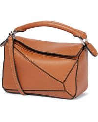 Loewe Puzzle Mini Leather Shoulder Bag - Brown