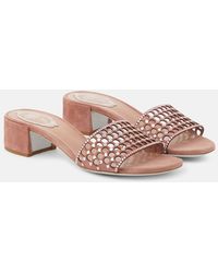Rene Caovilla - Embellished Suede Mules - Lyst