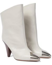 Isabel Marant Lapee Leather Ankle Boots - White
