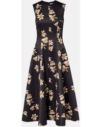 Emilia Wickstead - Mara Floral Duchess Satin Midi Dress - Lyst