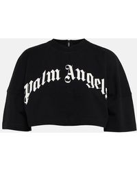 Palm Angels - Curved Logo-print Cropped Cotton-jersey T-shirt - Lyst