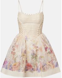 Zimmermann - Alchemy Floral Linen And Silk Minidress - Lyst