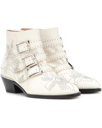 chloe white booties