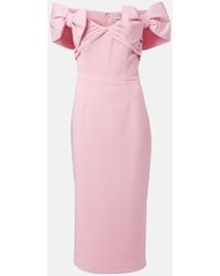 Rebecca Vallance - Isabella Bow-Detail Crepe Midi Dress - Lyst