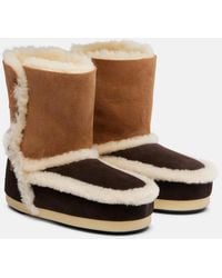Moon Boot - Evx Shearling-Trimmed Suede Ankle Boots - Lyst