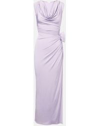 Magda Butrym - Draped Floral-Applique Jersey Maxi Dress - Lyst