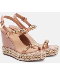 Christian Louboutin - Pyraclou 110 Leather Espadrille Wedges - Lyst