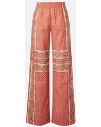 Valentino - Patterned Cotton Wide-Leg Pants - Lyst