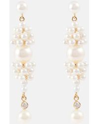 Sophie Bille Brahe - Reve De Diamant 14kt Gold Earrings With Diamonds And Pearls - Lyst