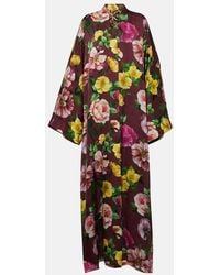 Dolce & Gabbana - Robe Longue Imprimee En Soie - Lyst