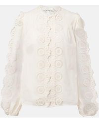 Zimmermann - Bestickte Bluse Lucky Aus Baumwolle - Lyst