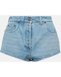 Prada - High-Rise Denim Shorts - Lyst