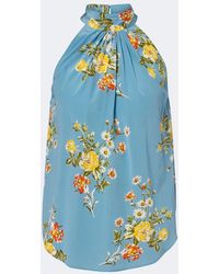 Veronica Beard - Kovi Floral Halterneck Silk-Blend Top - Lyst