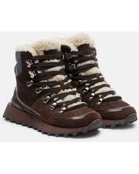 Brunello Cucinelli - Monili Shearling-Trimmed Suede Ankle Boots - Lyst