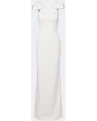 Rebecca Vallance - Mariee Bow-Detail Embroidered Crepe Gown - Lyst