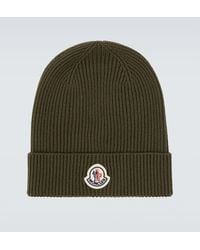Moncler - Gorro Acanalado De Lana Virgen Con Logo - Lyst