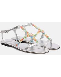 Jimmy Choo - Gwyn Daisy Floral-Applique Leather Sandals - Lyst