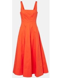 STAUD - Wells Cotton Poplin Midi Dress - Lyst