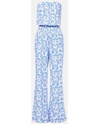 Melissa Odabash - Naomi Shirred Cotton Bandeau Jumpsuit - Lyst