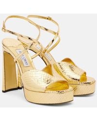 Jimmy Choo - Karli 125 Metallic Leather Platform Sandals - Lyst