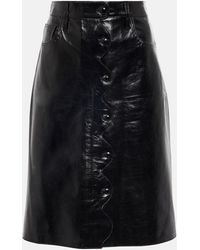 Citizens of Humanity - Scallop Leather Midi Skirt - Lyst