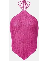 Bananhot - Liz Knitted Sequined Halterneck Top - Lyst